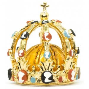 Miniature Crown of Napoleon Gold plated crown with enamelled embellishments in blue, red and black with white.
