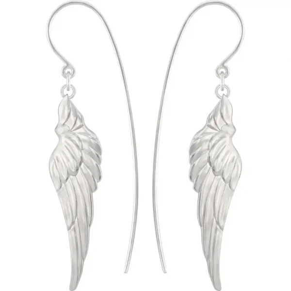 Heavenly Wing Earrings Plain Silver One-Side